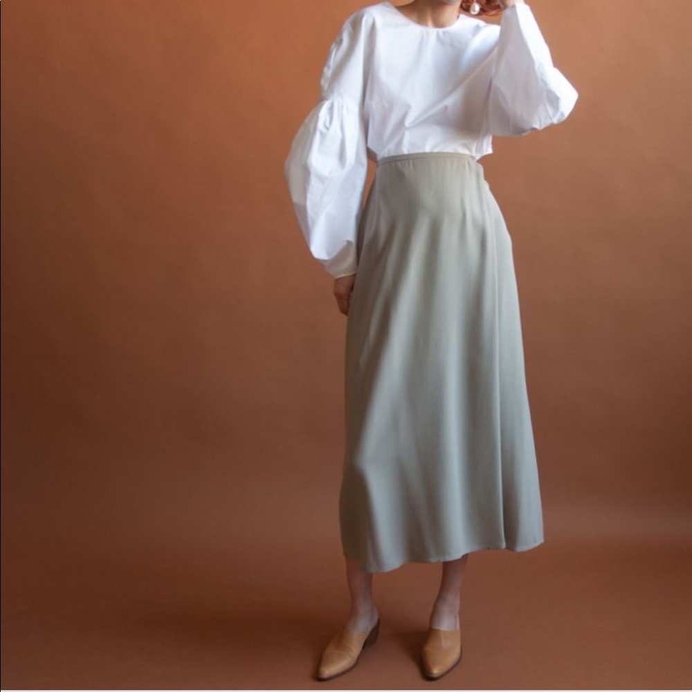 Eileen Fisher Beige Silk Maxi Slip Skirt Size M
